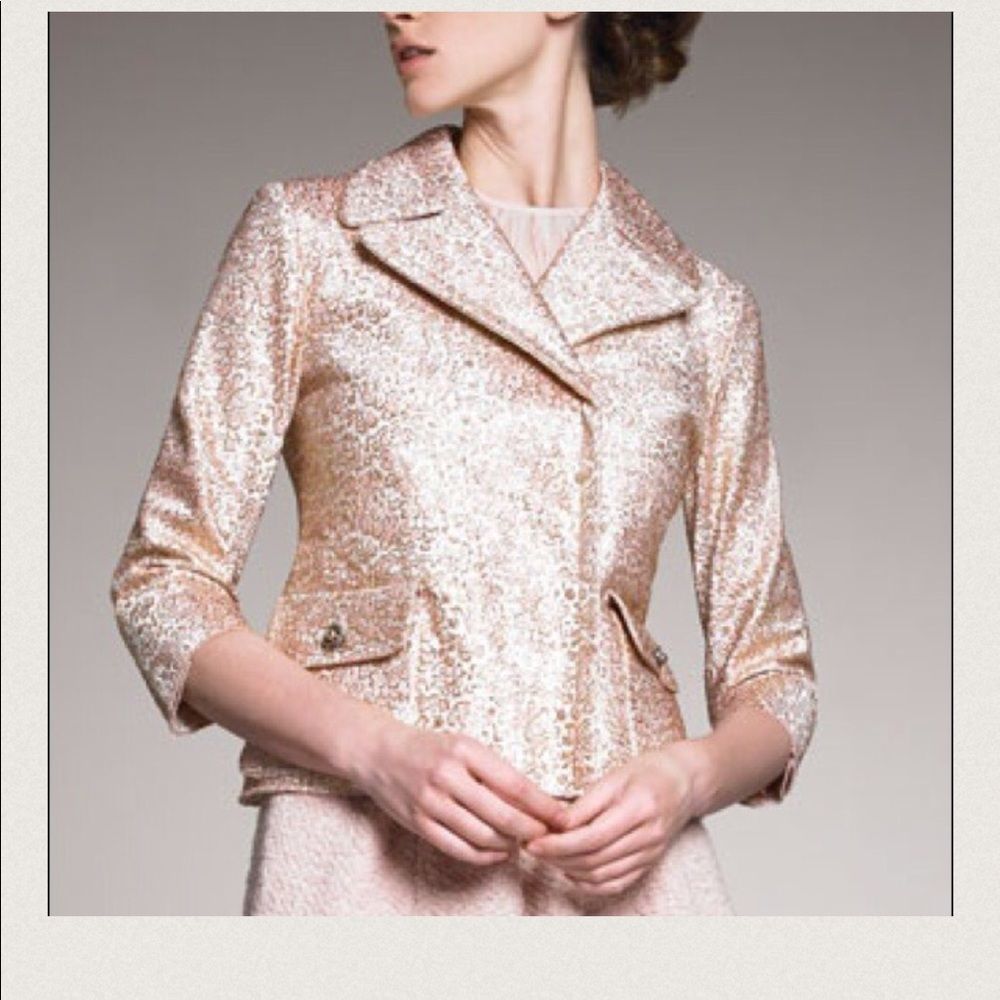 Nina Ricci Gold Rose Jacquard Print Jacket 10 NWT - Picture 6 of 7